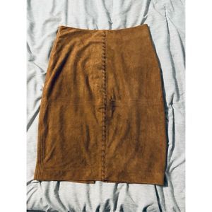 Ivanka Trump Women Sz 6 Faux Leather Brown Skirt Pencil Skirt Fitted Lining